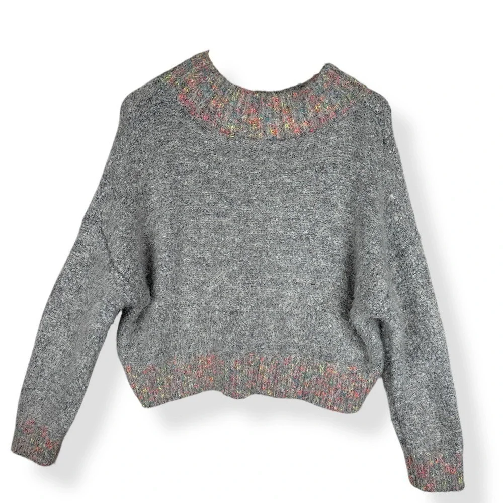 Free People Stardust Sweater Size Medium Confetti Speckled Chunky Knit Fuzzy Top